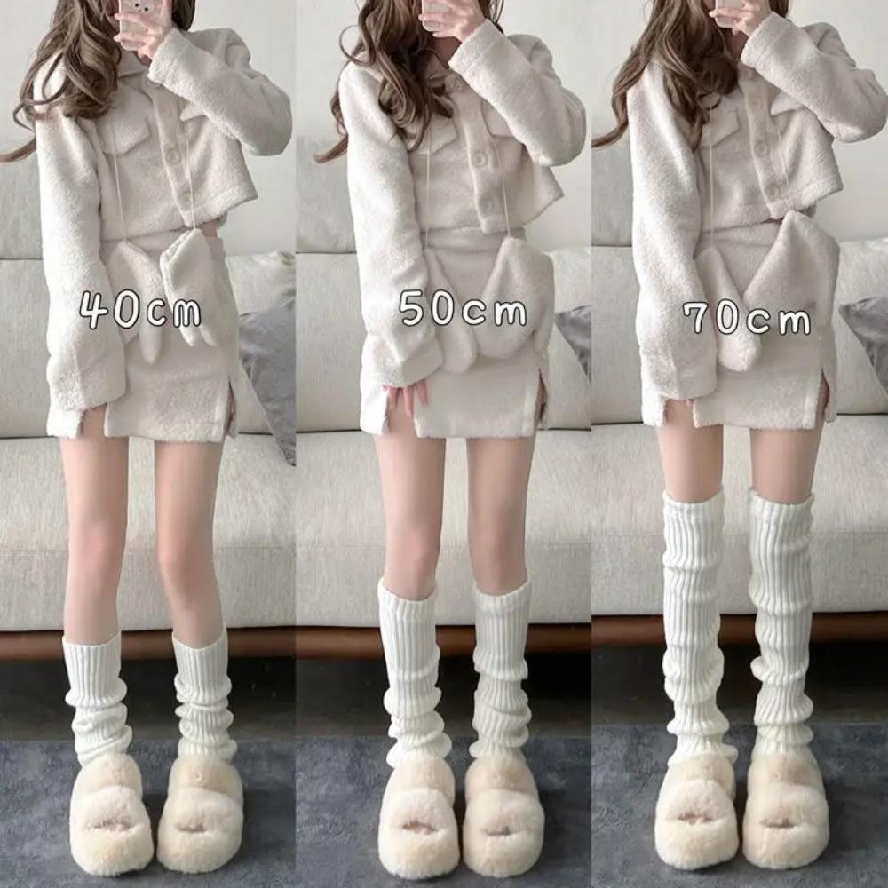 Damen Beinstulpen Lolita Lange Socken JK College Stil Gestrickte Warme Socken Herbst Winter Über dem Knie Stiefelmanschetten 70/50/40cm