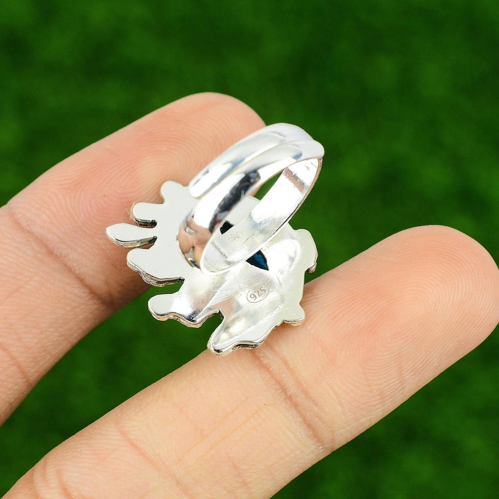 Natural Tanzanite Quartz Multi Stone Adjustable Ring 925 Silver For Women