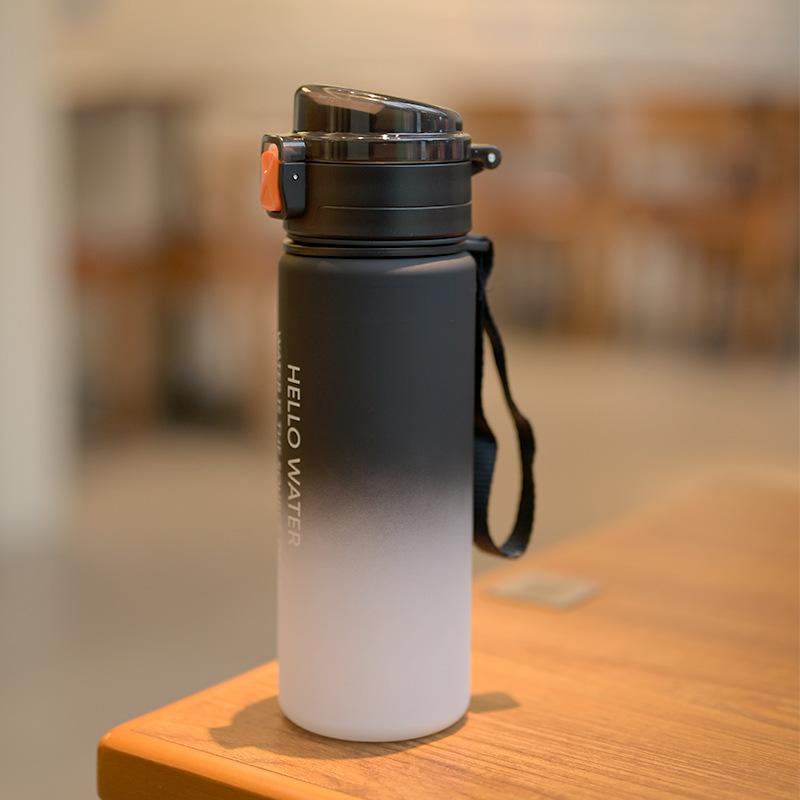 Water bottle new high value gradual change matte water cup with rope wholesale summer students outdoor sports fitness plastic cup