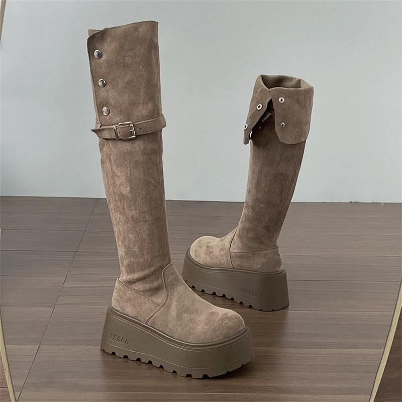 Fashion Winter Suede Woman Over the Knee Boots Fashion Platform Thick Bottom Shoes Thigh High Long Booties