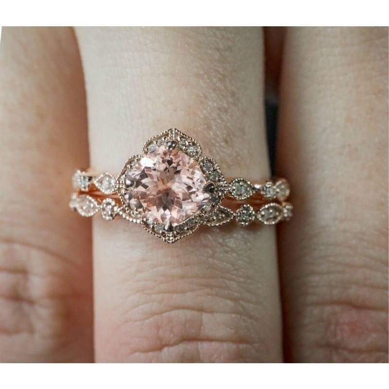 Zircon Charm Oval Crystal Bride Ring Rose Gold Plated Rhinestone Ring Wedding