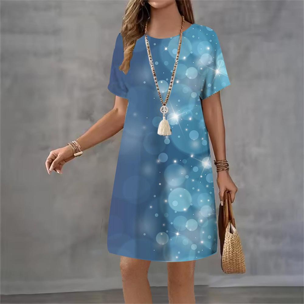 New Summer Dresses Women Dot Gradient Tie Dye 3D Print Short Sleeve Dress Casual Fashion A-Line Dress