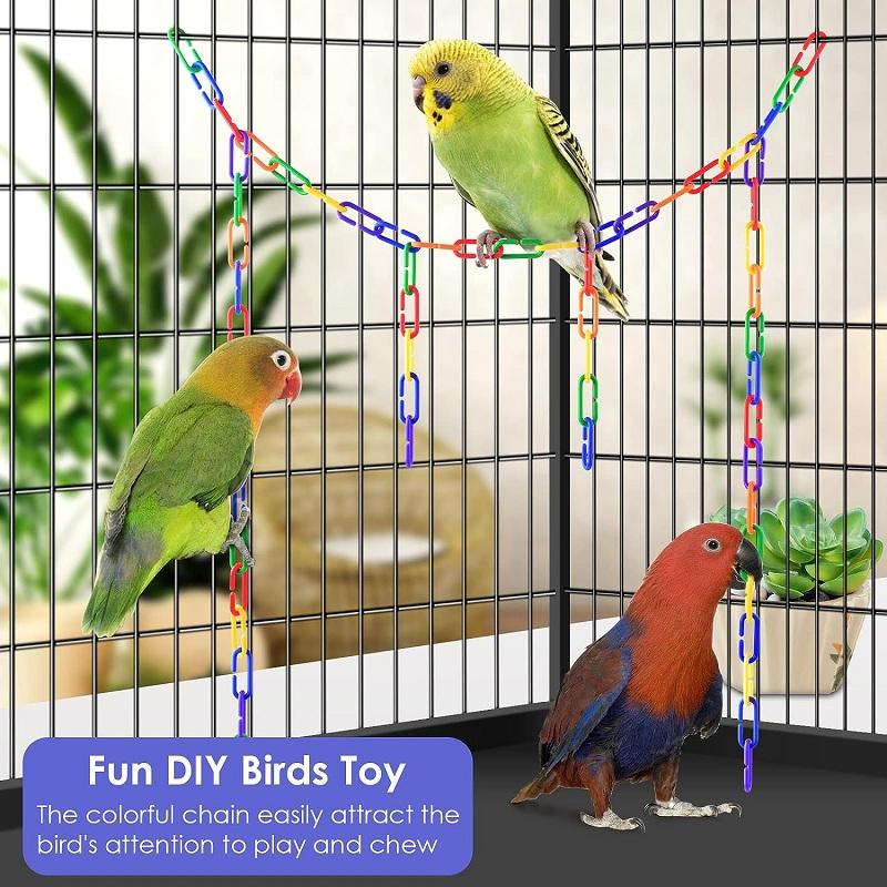 100 Pcs Rainbow C-Clips Plastic Chain Links, Bird Swing & Climbing Chain Cage Toy Clips & Hooks, Suitable for Sugar Glider, Rat