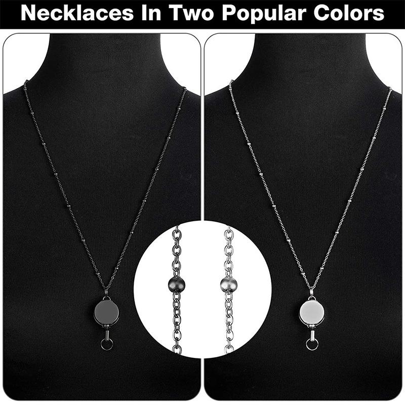 Retractable Badge Reel Lanyard Id Card Holders Plastic Chain Necklaces Keychain Clip For Women Men Employee