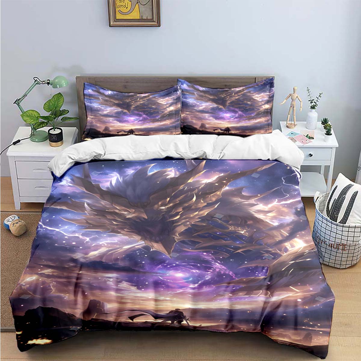 

Fashion Clasic Game D-DragonNest Print Beding Sets Bed Suplies Set Soft Duvet Cover Bed Warm Comforter Set Beding Set High-End Premium Gift 135*200cm Eu-Single