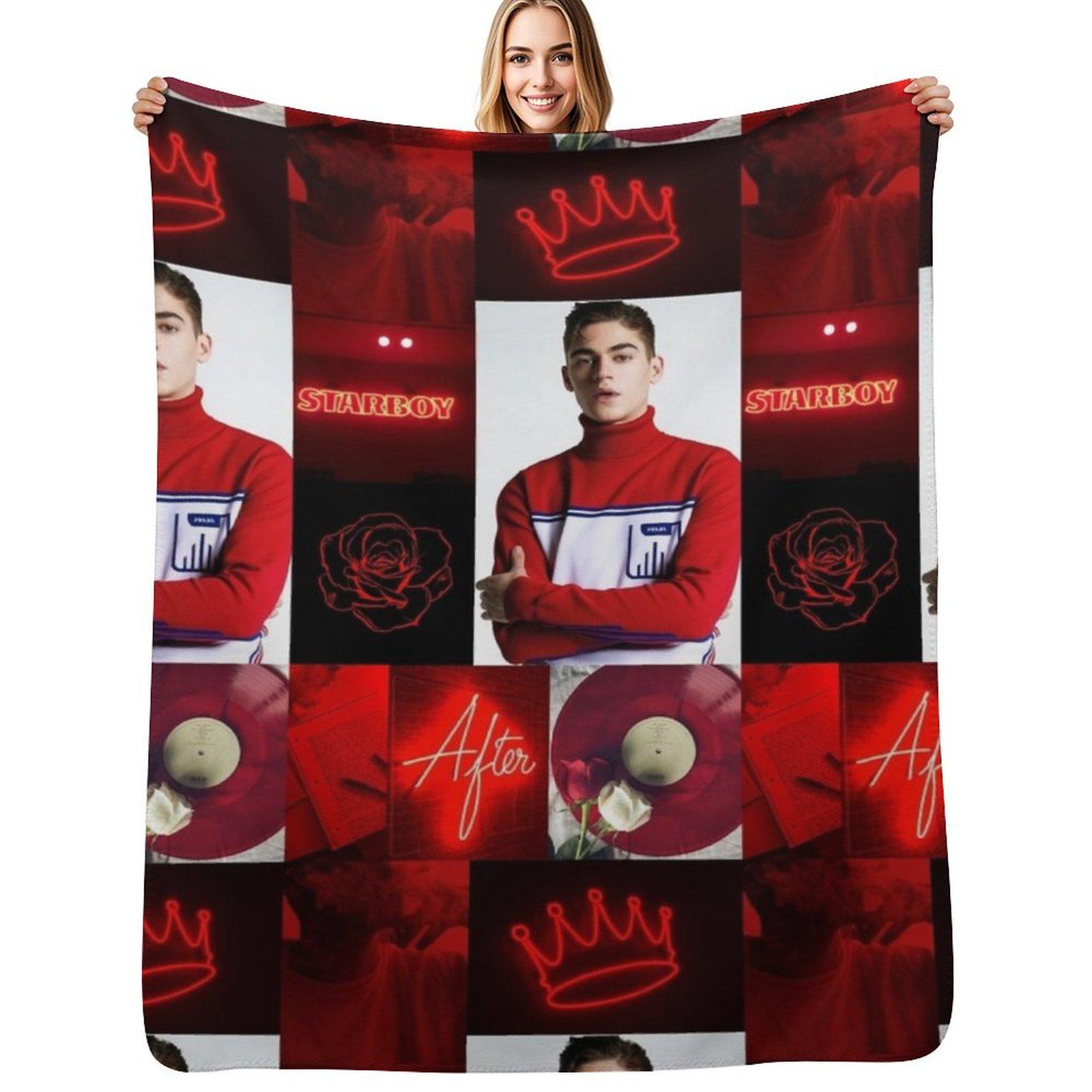 Hero Fiennes Tiffin in Red Throw Blanket Soft Plush Blanket as Housewarming Gift Size: 75*100cm, Weight: 230 GSM