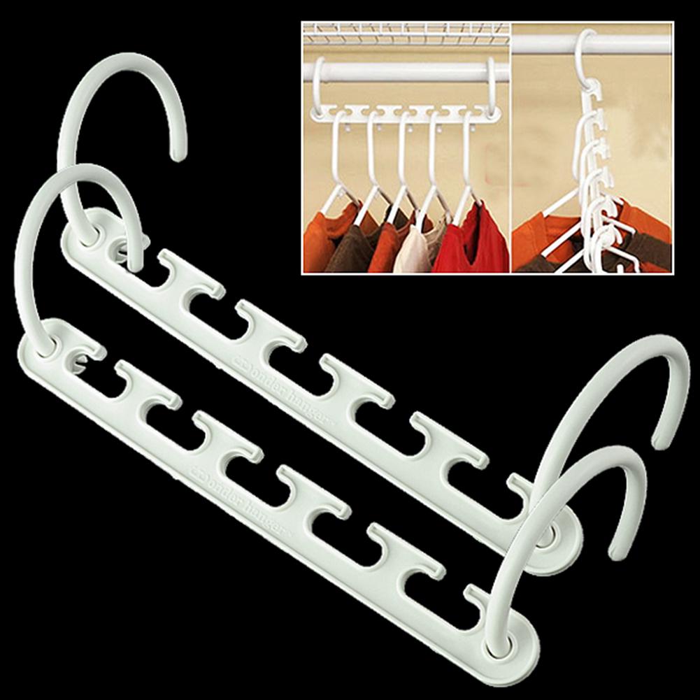 8 4 2 1 ABS Plastic Magic Wonder Hangers Closet Space Saver Smart Organizer Clothes With 2 Hooks