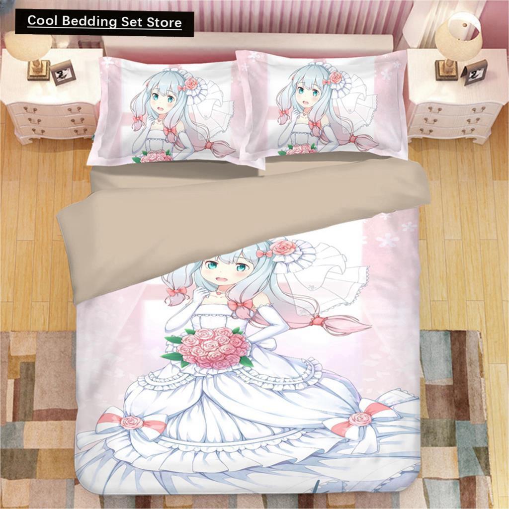 Kawaii Izumi Sagiri 3D Anime Druck Bettwäsche Set Bettbezüge Kissenbezüge Einteilige Bettdecke Bettwäschesets Bettwäsche Bettbezug