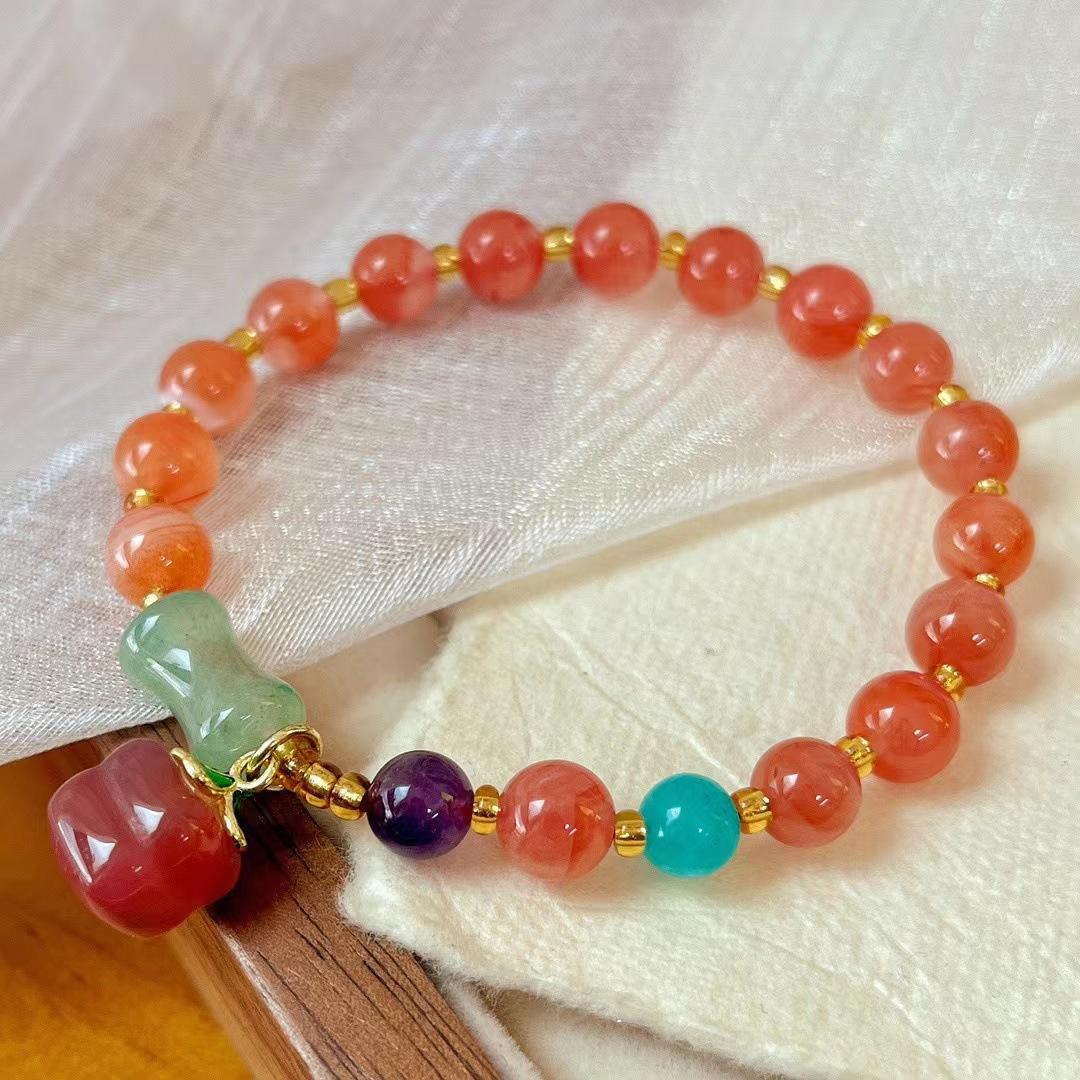 Retro Natural Tomato Persimmon Ruyi Bracelet Bracelet, Niche Light Luxury Retro Bracelet