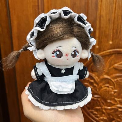 Costume de Bonne pour Poupée 10cm Robe Rétro Multicolore Poupées en Peluche Jupe Cartoon Jupe Dentelle Poupées en Coton Robe à Bretelles Décoration de Poupée