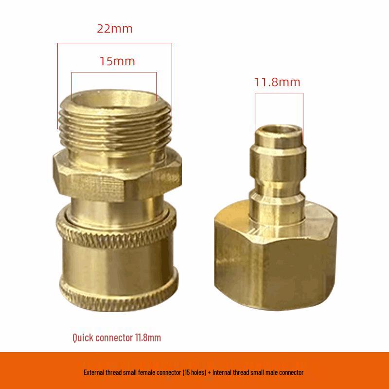 High-Pressure Washer M22*1.5 Connector, Male/Female Thread, Quick-Connect Water Gun Fitting for Car Wash