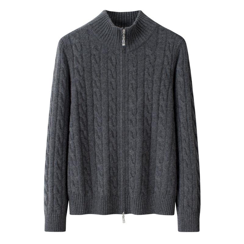 

Women s 100% Pure Cashmere High Neck Cable Knit Sweater Coat XL