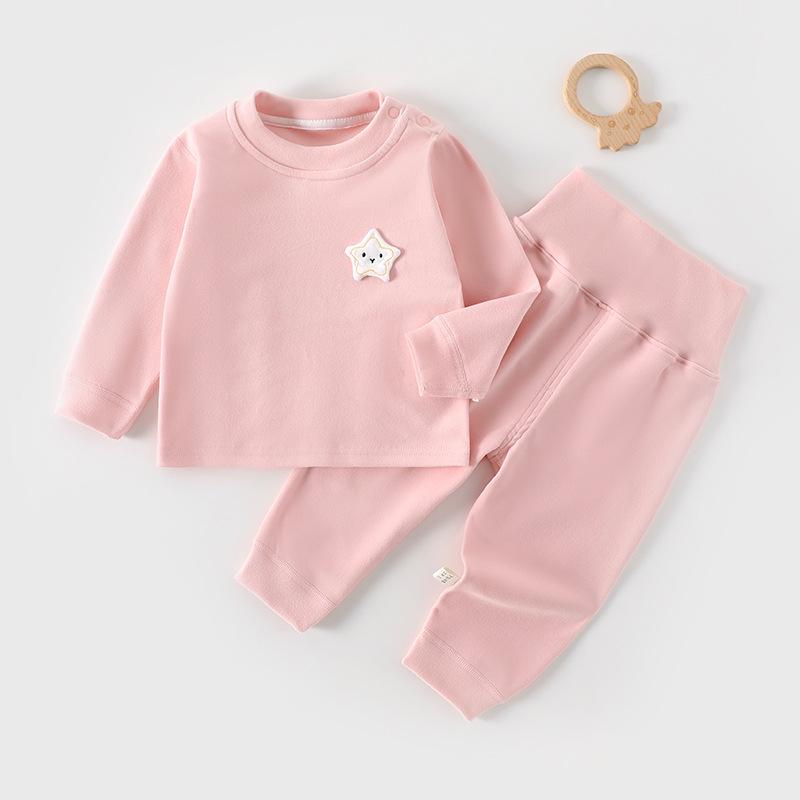 High-Waisted Baby Plush Long Johns Set - Warm Autumn/Winter Underwear for Boys & Girls