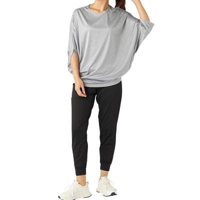 Marie Claire Fitness Wear Set and Loose Size 344192 Women's (Dolman T-shirt Pants), Gray, 3L,