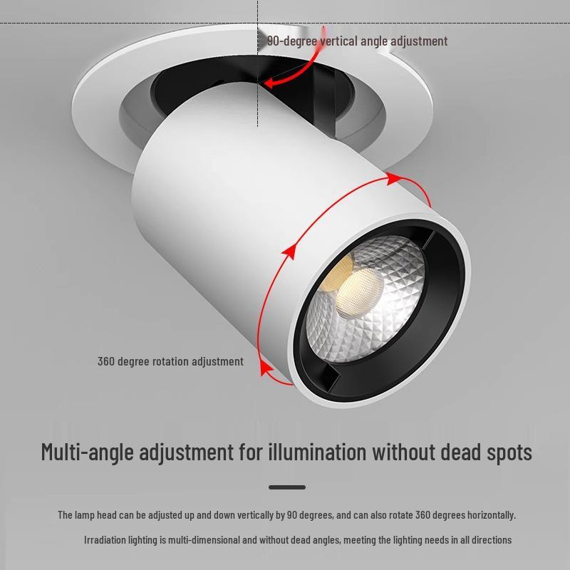 Adjustable Angle Recessed Retractable Spotlight - Anti-Glare Stretch Long Arm Light for Household & Commercial Use
