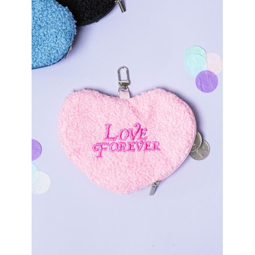Daiso Y2k Heart Embroidery Coin Purse