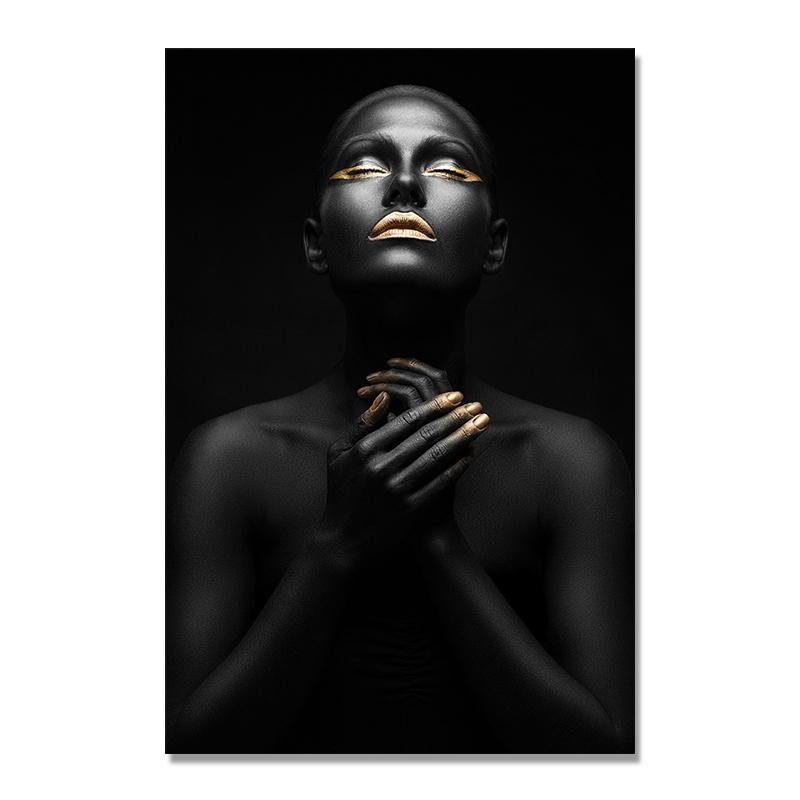 

Черная обнаженная африканская молитвенная женщина Портрет Холст Картина Плакаты и принты Cuadros Настенная картина для гостиной Домашний декор 60x90cm no frame