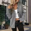 Women S Hooded Knit Button Cardigan Loose Fit Solid Color Sweater Coat