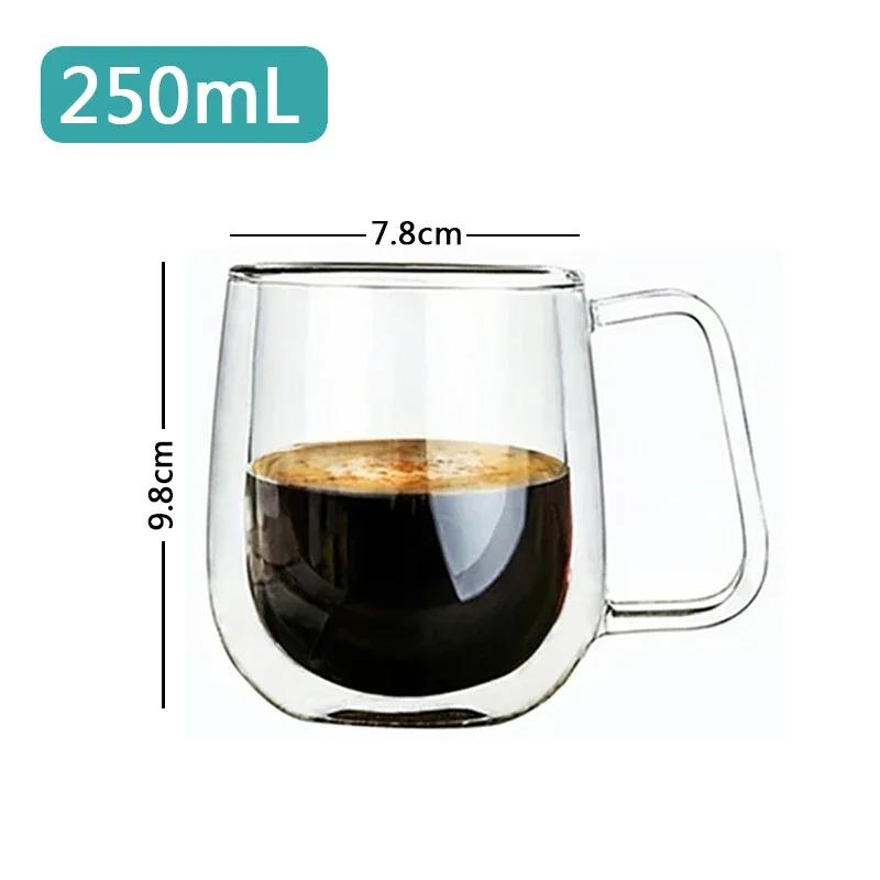 

For Transparent Glass Coffee Cup Milk Whiskey Tea Beer Double Creative Heat Resistant Cocktail Vodka Wine Mug Tumbler Drinkware Ship within 24 hours