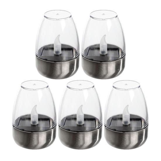 Solar Candle Light Waterproof Solar Powered Tea Light Realistic Flickering Flameless LED Kerosene Lantern for Patio Garden Porch Tabletop Indoor