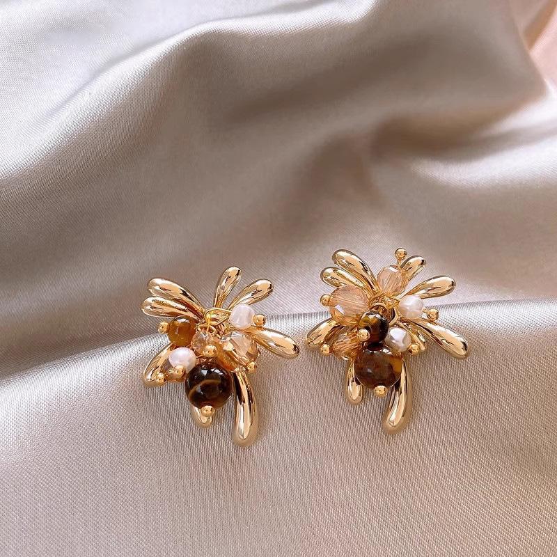 Maillard golden fireworks stud earrings explosive earrings unique autumn and winter ear jewelry