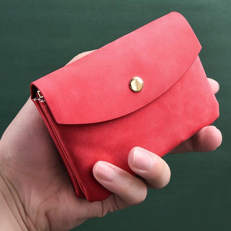 Doppellagige Wechselgeldtasche, Kartenetui für Herren und Damen, große Kapazität, Münzfach, weiche Tasche mit Druckknopf, kleine Mini-Kurzgeldbörse.