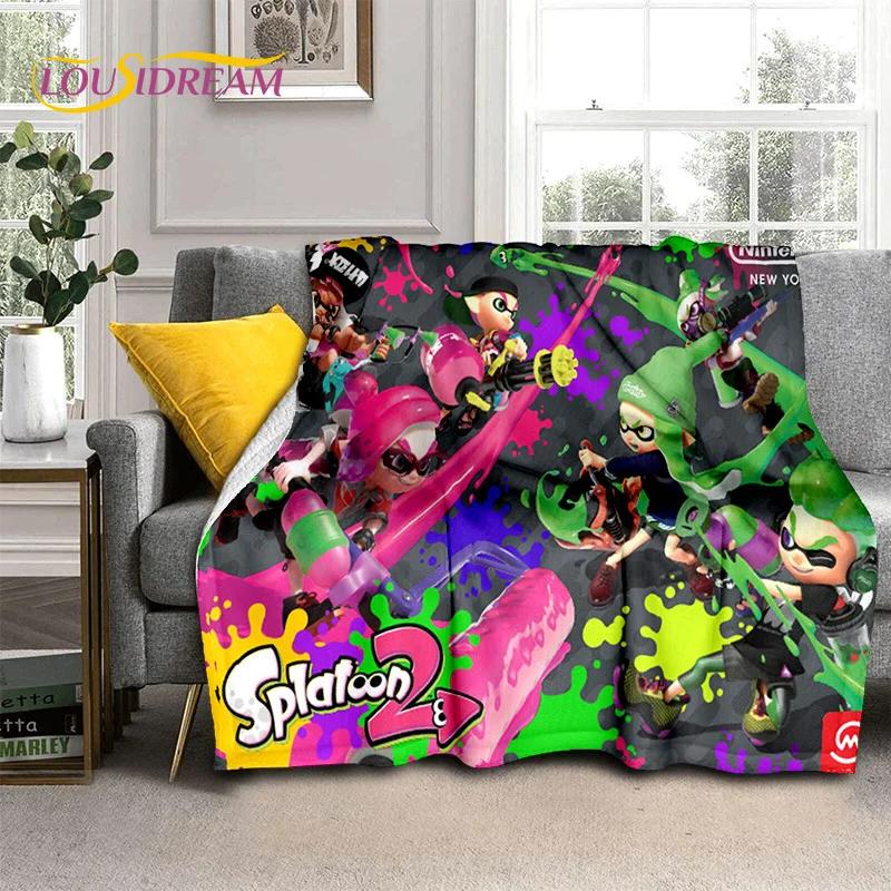 Splatoon3 PC Gamer Cartoon Game Soft Blankets,Keep Warm Throw Blanket Comfortable Blanket for Picnic Beds Sofa Home Bedroom Gift