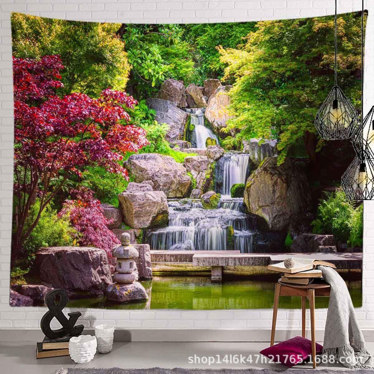 

Садовый Пейзаж Гобелен Парк Водопад Клен Ковер Комната Настенная Ткань Спальня Гостиная Украшение Ткань Фон Ткань Настенная Картина 95 * 73cm