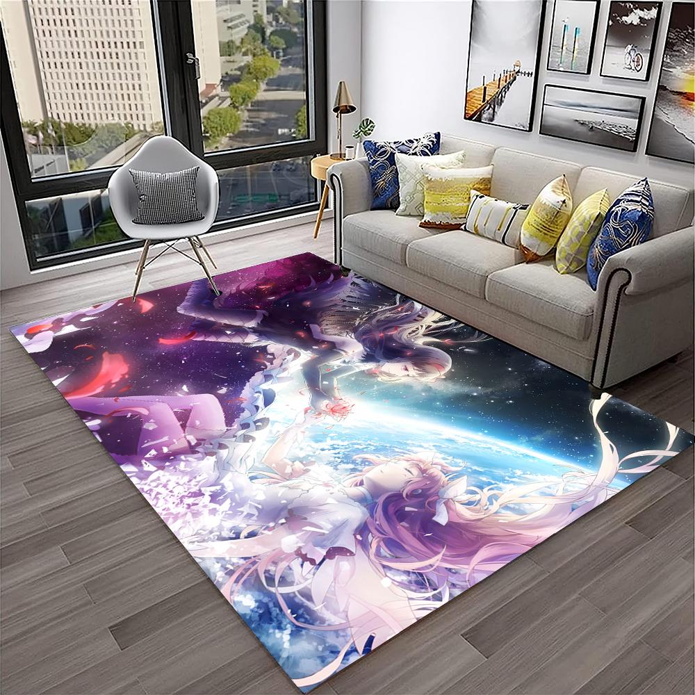 3D Cartoon Puella Magi Madoka Magica Carpet Rug for Home Living Room Bedroom Sofa Doormat Decor,kids Area Rug Non-slip Floor Mat