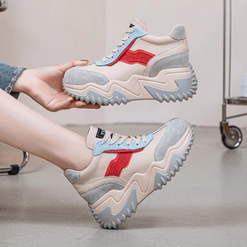 Contrast color thick-soled muffin dad shoes for women to increase their height and show their feet. New spring and summer sports shoes
