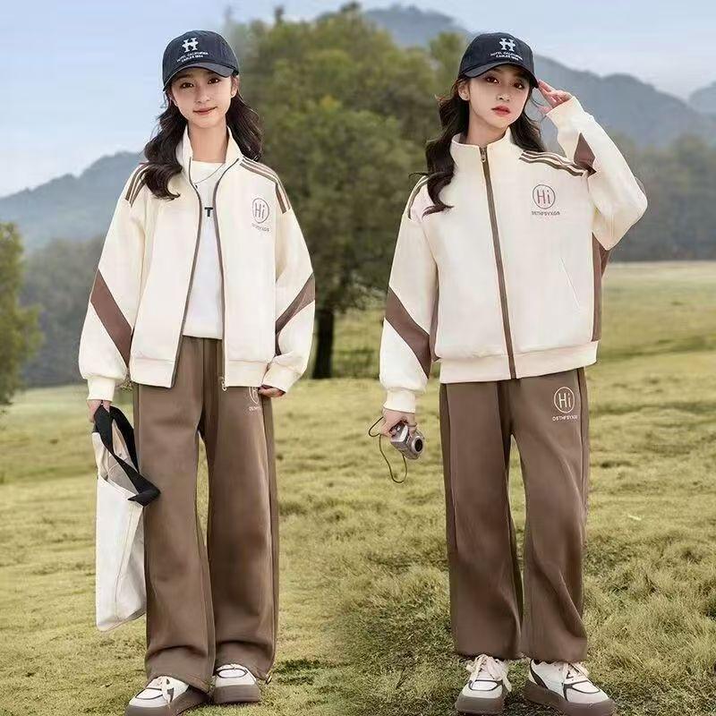 

2025 Girls Trendy Spring Sports Set: Fashionable Two-Piece for Big Kids 130 cm