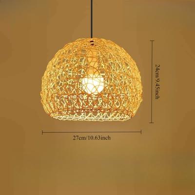 25cm Rattan Chandelier Round Bird's Nest House Straw Hat Bamboo Weaving Lamp Creative Pastoral Retro Balcony Restaurant Lamp