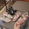 Girls' Pearl Bow High-Heel Sandals - Versatile and Fashionable Princess Shoes for Summer and Dance Performances