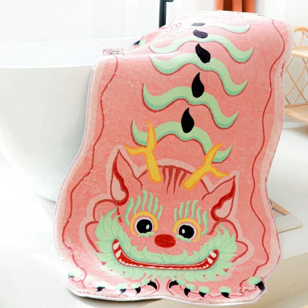 Pink Dragon Bedroom Rug Soft Fluffy Living Room Area Rug Home Decor Furry Children's Floor Mat