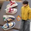 2025 Winter New Leather Boys' & Girls' Velvet-Lined Warm Cotton Casual Sneakers