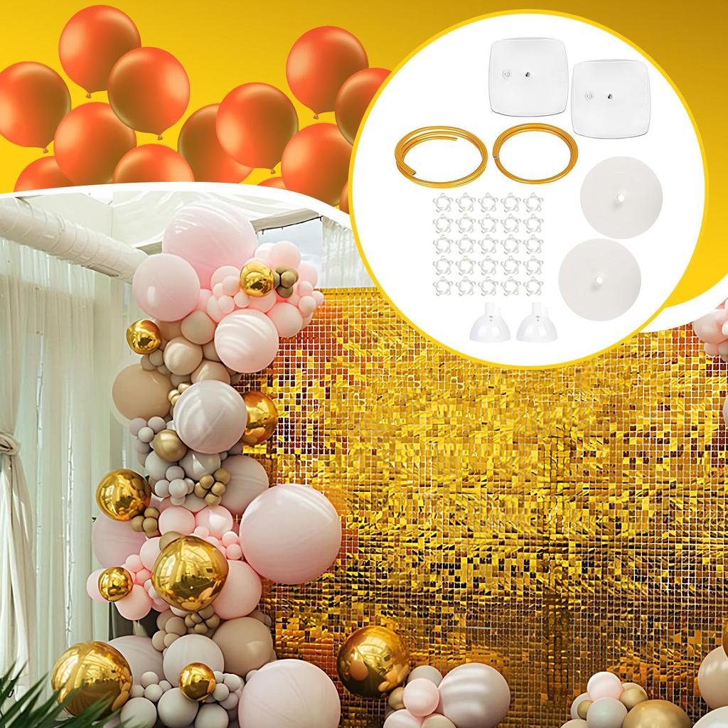 1 Set Goldener Hochzeitsbogenständer Partydeko Ballonbogenrahmen Hintergrundhalter Biegbare Halterung mit wassergefülltem Sockel Heimdeko