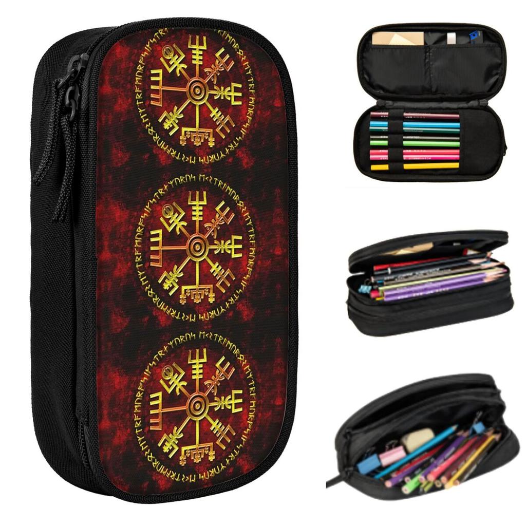 Viking Odin Valknut Runes Pencil Case for Students School Pen Box Pencil Bag Stationery Supplies Pen Holder Bag