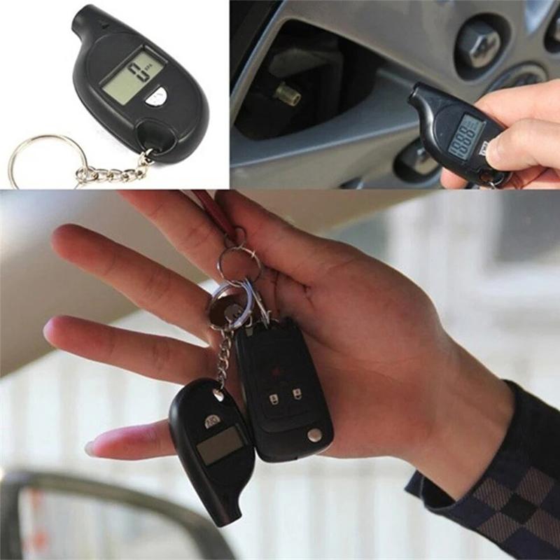 Mini Digital Lcd Display Tire Gauge Car Mini Keychain Tire Air Pressure Tester Meter Auto Car Motorcycle Tire Safety Alarm