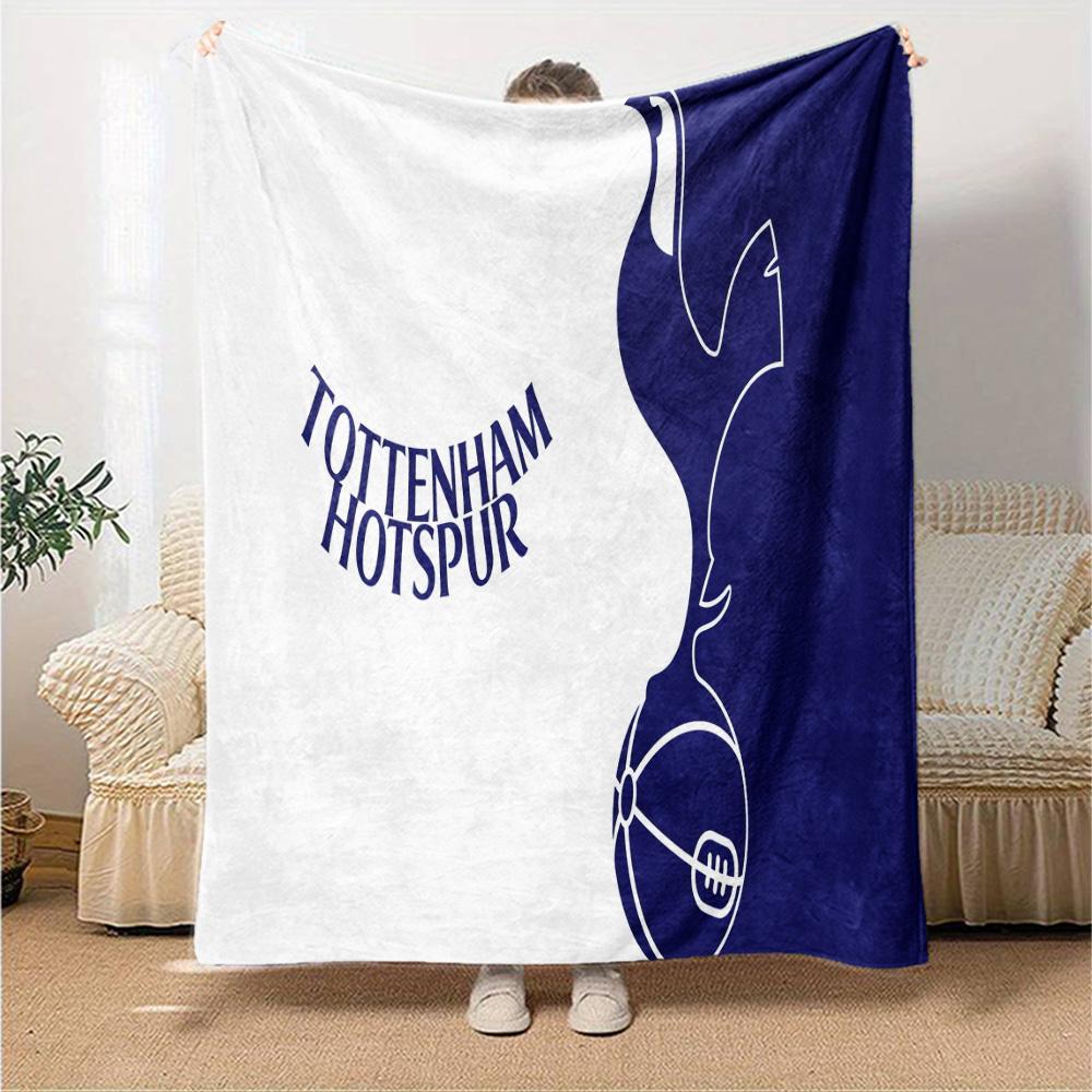 Tottenham Wappen Design Flanelldecke, Weiches Polyester, Modernes Design, Ganzjahres- für Camping, Reisen, Geschenke für Feiertage oder Geburtstage