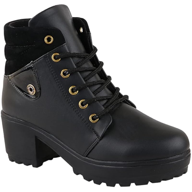 Shoetopia Womens/Girls Black Latest Collection High Top Heeled Classic Boots-Eu38