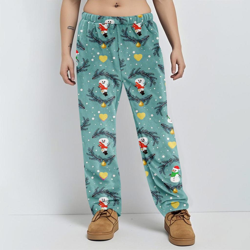 Pajama Pants Sleepwear Casual Drawstring Elastic Waist Pants Comfy Straight Yoga Loose Trousers