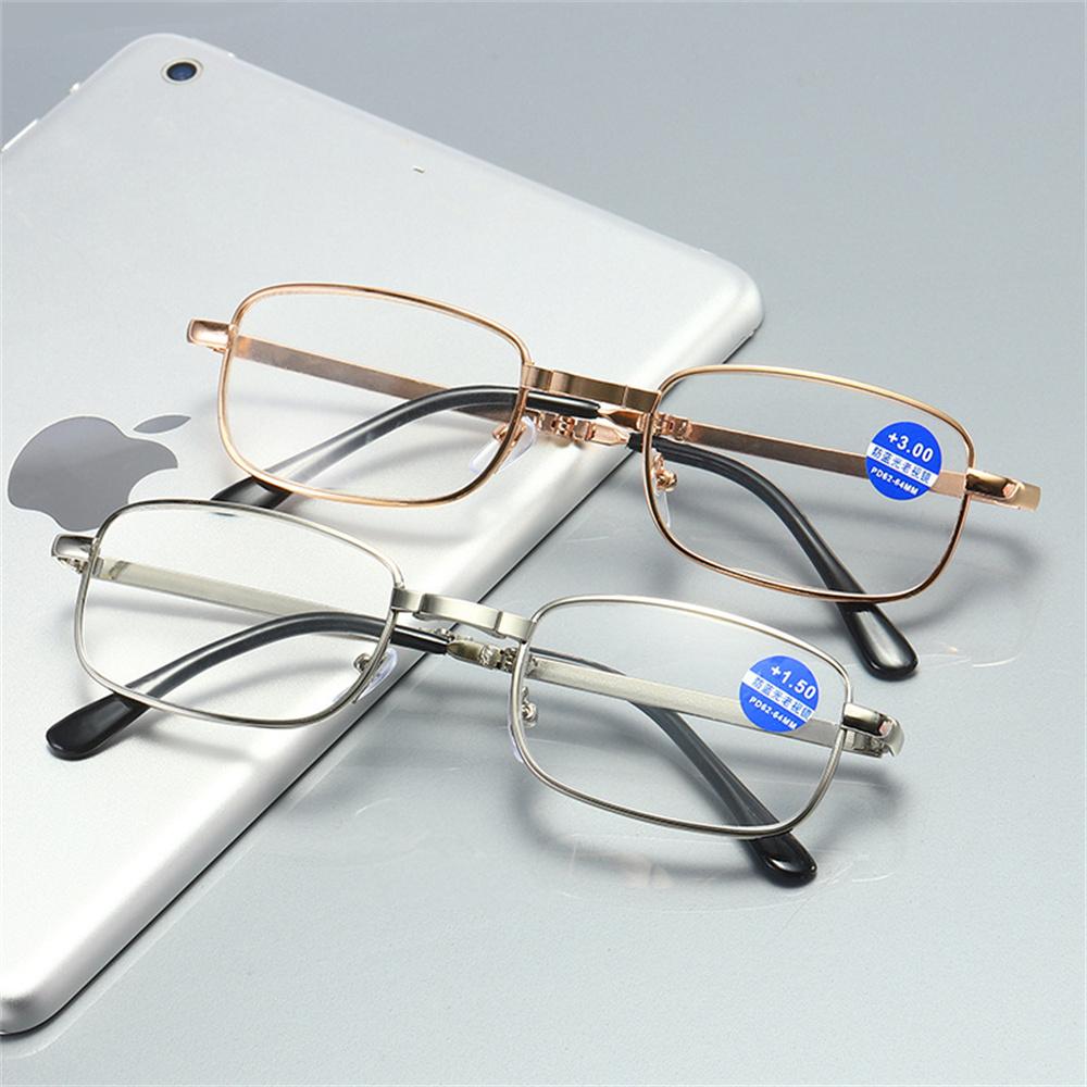 Men Reading Glasses Folding Metal Retro Computer Glasses With Case Silver Gold Magnifying Glasses +1.0 1.5 2.0 2.5 3.0 3.5 4.0