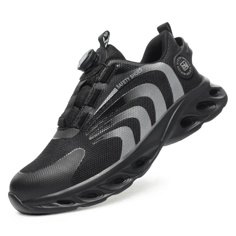 

Рабочие кроссовки с вращающейся пряжкой, защитная обувь, легкая защитная обувь, устойчивая к проколам, противоударная обувь со стальным носком, рабочие ботинки, мужские 36 чёрный