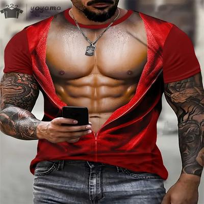 Funny 3D Printing Muscle Printed T-Shirt Gym Clothing Men Summer Streetwear T-Shirt Tops Harajuku Fashion Short Sleeve Tees