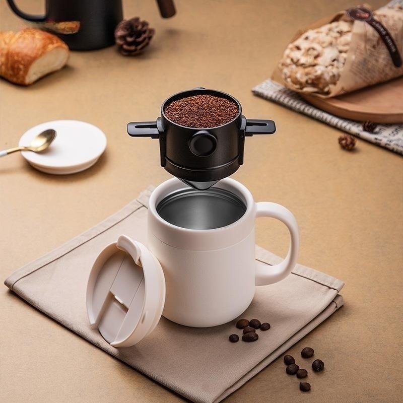 Portable Coffee Filter Cup Foldable Reusable Dripper with Dual Layer Mesh for Pour Over Brew No Filter Paper Travel Espresso