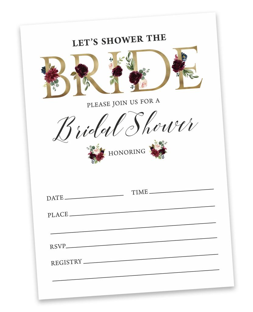 Inkdotpot 30 Bridal Shower InvitationsA  FloralA  Wedding Fill-In Style Invites Blank
