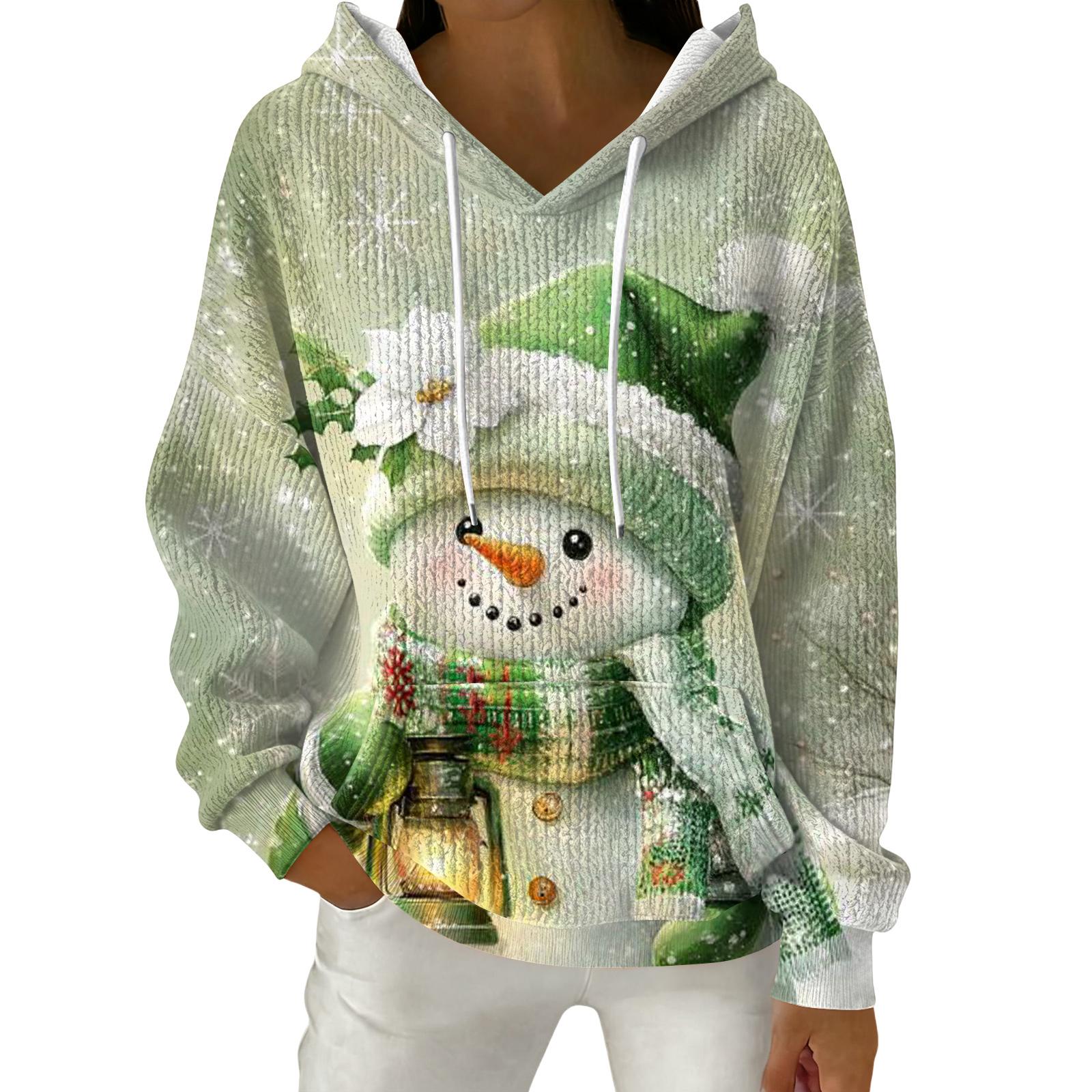 

Женский модный повседневный пуловер с рождественским принтом, толстовка с капюшоном и длинными рукавами XL