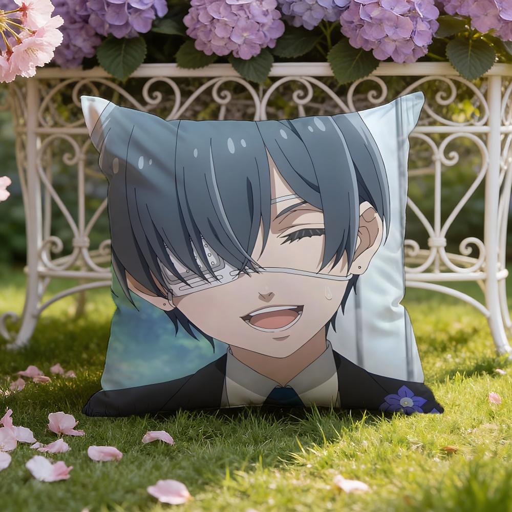 B-Black Anime B-Butler Cushion Cover Home & Car Dual-Scene Pillow Cover: Reversible for Premium Comfort