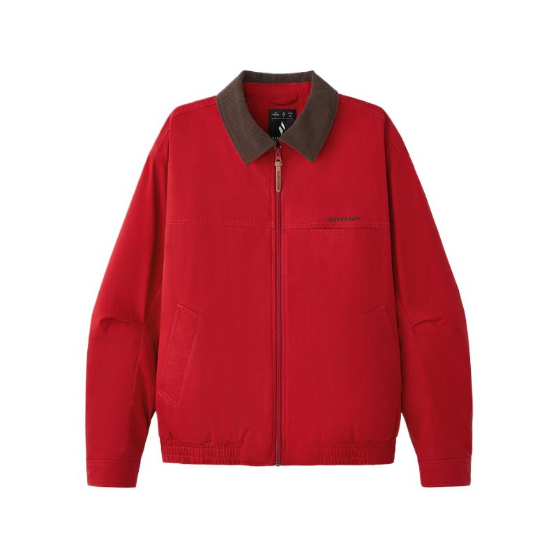 Skechers 26SS CNY Minimalist Comfortable Aesthetic Solid Color Fashion Versatile Classic Design Cotton Jacket Unisex Jacket Pale-Red L126U001-03LC