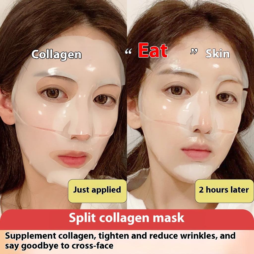 Bílá transparentní stahující křišťálová maska proti vráskám kolagenová hydratační vstřebatelný split